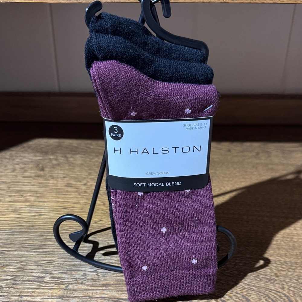 H by Halston Black and Purple Crew Socks Set